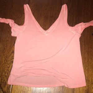 American eagle pink off the shoulder shirt